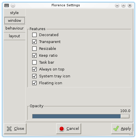 Shows the window preferences dialog.